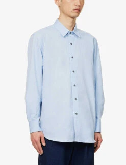 Long-sleeved Cotton And Linen-blend Shirt -AllSain Clothing Shop R04167224 OCEAN ALT02