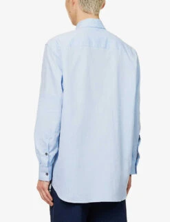 Long-sleeved Cotton And Linen-blend Shirt -AllSain Clothing Shop R04167224 OCEAN ALT03