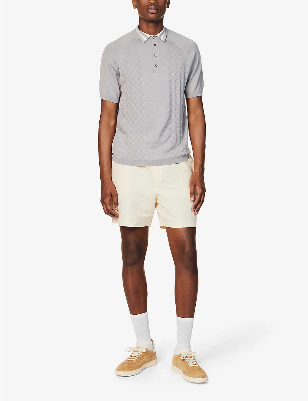 Short-sleeved Branded-tab Wool Polo Shirt 2 Short-sleeved Branded-tab Wool Polo Shirt - Image 2