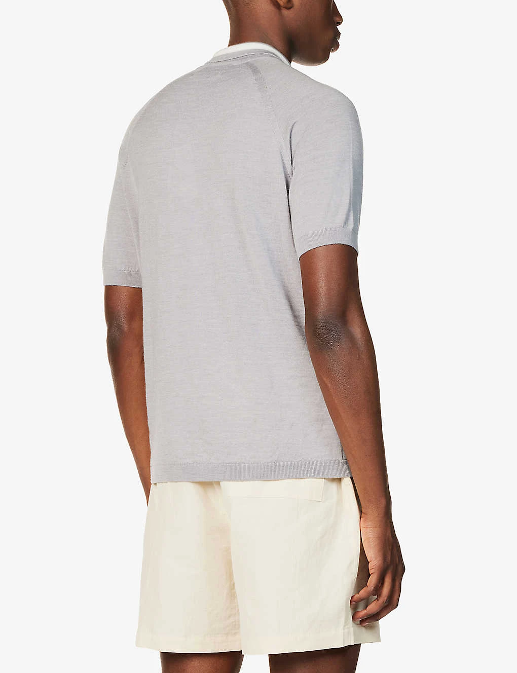 Short-sleeved Branded-tab Wool Polo Shirt 4 Short-sleeved Branded-tab Wool Polo Shirt - Image 4