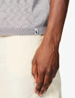 Short-sleeved Branded-tab Wool Polo Shirt 11 Short-sleeved Branded-tab Wool Polo Shirt -AllSain Clothing Shop R04167227 GREY ALT05