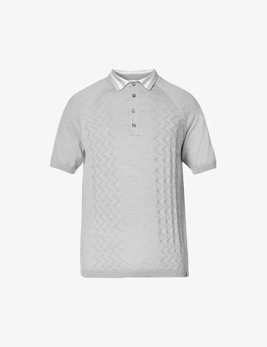 Short-sleeved Branded-tab Wool Polo Shirt 1 Short-sleeved Branded-tab Wool Polo Shirt