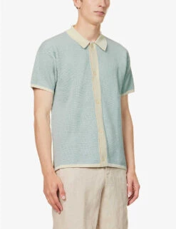 Contrast-back Regular-fit Cotton-knit Shirt 8 Contrast-back Regular-fit Cotton-knit Shirt -AllSain Clothing Shop R04167484 BLUECOTTONWHITE ALT02