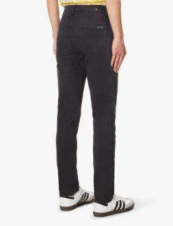 7 For All Mankind Slimmy Slim-fit Tapered-leg Cotton-blend Jeans -AllSain Clothing Shop R04167707 BLUE ALT03