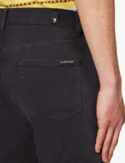 7 For All Mankind Slimmy Slim-fit Tapered-leg Cotton-blend Jeans -AllSain Clothing Shop R04167707 BLUE ALT05