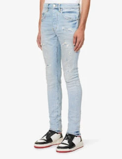 Faded-wash Brand-patch Denim Shorts -AllSain Clothing Shop R04168527 LTINDIGO ALT02