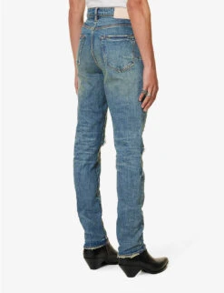 Blowout Straight-leg Slim-fit Stretch-denim Jeans -AllSain Clothing Shop R04168529 MIDINDIGO ALT03
