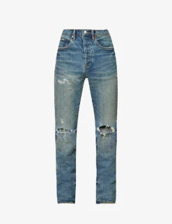Blowout Straight-leg Slim-fit Stretch-denim Jeans