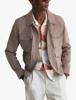 Reiss Ballina Patch-pocket Suede Jacket -AllSain Clothing Shop R04168849 TAUPE ALT02