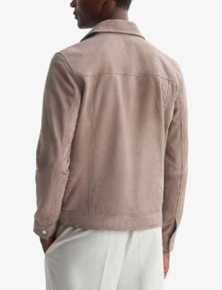 Reiss Ballina Patch-pocket Suede Jacket -AllSain Clothing Shop R04168849 TAUPE ALT03