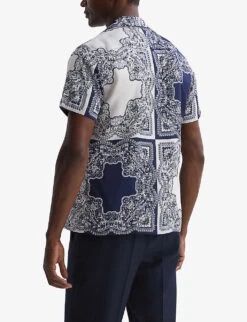 Reiss Loxley Graphic-print Regular-fit Woven Shirt 6 Reiss Loxley Graphic-print Regular-fit Woven Shirt -AllSain Clothing Shop R04169091 BLUEWHITE ALT02