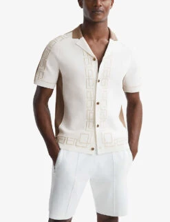 Reiss Hawk Embroidered Stretch-woven Shirt 6 Reiss Hawk Embroidered Stretch-woven Shirt -AllSain Clothing Shop R04169257 IVORY ALT02