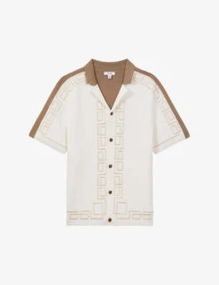 Reiss Hawk Embroidered Stretch-woven Shirt