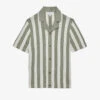 Reiss Tortolli Cuban-collar Stripe-pattern Cotton Shirt