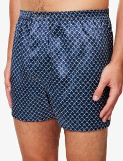 Brindisi Geometric-print Relaxed-fit Silk Boxers -AllSain Clothing Shop R04170107 NAV ALT03
