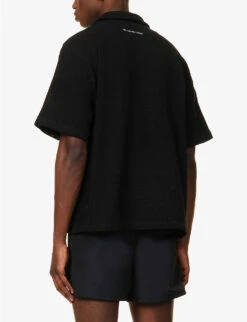 Loose-weave Brand-embroidered Cotton Shirt -AllSain Clothing Shop R04171596 BLACK ALT03