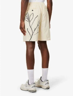 Floral-print Regular-fit Cotton And Linen-blend Shorts -AllSain Clothing Shop R04171600 ECRU ALT03