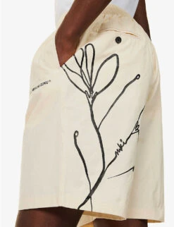 Floral-print Regular-fit Cotton And Linen-blend Shorts -AllSain Clothing Shop R04171600 ECRU ALT04