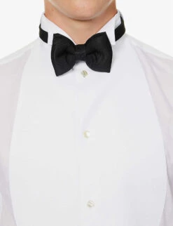 Giorgio Armani Contrast-piqué Bib Regular-fit Cotton-poplin Tuxedo Shirt -AllSain Clothing Shop R04173382 WHITE ALT04