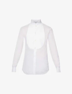 Giorgio Armani Contrast-piqué Bib Regular-fit Cotton-poplin Tuxedo Shirt