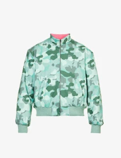 Camo-print Funnel-neck Stretch-cotton Jacket