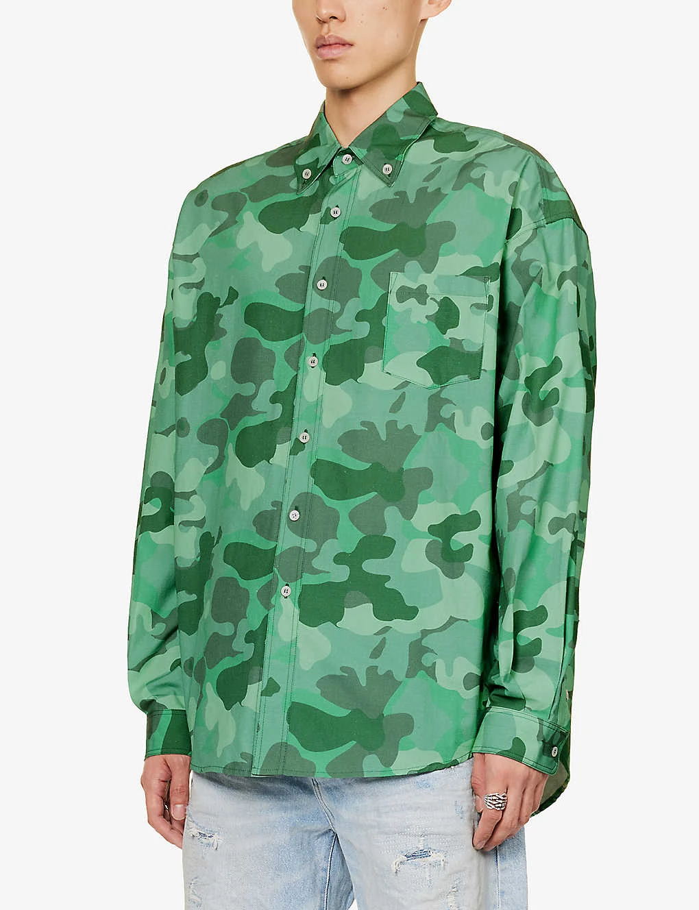Camouflage-patterned Oversized-fit Cotton Shirt 3 Camouflage-patterned Oversized-fit Cotton Shirt - Image 3