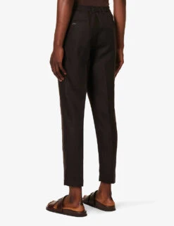 Dolce & Gabbana Pressed-crease Straight-leg Mid-rise Linen Trousers 9 Dolce & Gabbana Pressed-crease Straight-leg Mid-rise Linen Trousers -AllSain Clothing Shop R04174026 BROWN ALT03