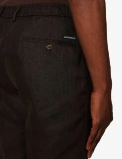 Dolce & Gabbana Pressed-crease Straight-leg Mid-rise Linen Trousers 11 Dolce & Gabbana Pressed-crease Straight-leg Mid-rise Linen Trousers -AllSain Clothing Shop R04174026 BROWN ALT05