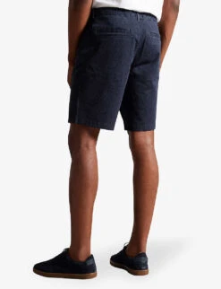 Ted Baker Pinna Leaf-print Recycled Stretch-cotton Shorts -AllSain Clothing Shop R04174558 NAVY ALT03