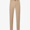 Belt-loop Slip-pocket Straight-leg Regular-fit Stretch-cotton Trousers