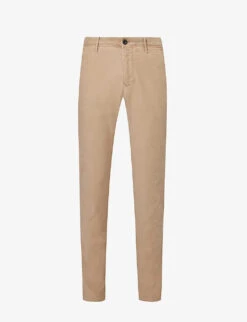 Belt-loop Slip-pocket Straight-leg Regular-fit Stretch-cotton Trousers