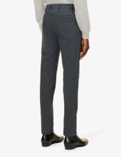 Belt-looped Brand-plaque Straight-leg Slim-fit Stretch-woven Trousers -AllSain Clothing Shop R04179735 DARKGREY ALT03