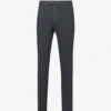 Belt-looped Brand-plaque Straight-leg Slim-fit Stretch-woven Trousers