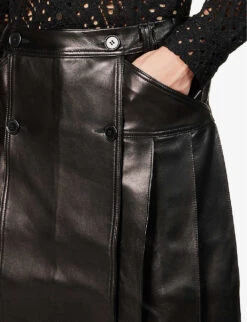 Simone Rocha Pleated Mid-rise Leather Kilt -AllSain Clothing Shop R04180778 BLACK ALT04