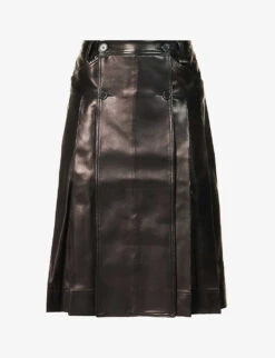 Simone Rocha Pleated Mid-rise Leather Kilt