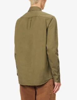 BELSTAFF Scale Brand-patch Regular-fit Cotton-twill Shirt 8 BELSTAFF Scale Brand-patch Regular-fit Cotton-twill Shirt -AllSain Clothing Shop R04180833 TRUEOLIVE ALT03
