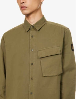 BELSTAFF Scale Brand-patch Regular-fit Cotton-twill Shirt 9 BELSTAFF Scale Brand-patch Regular-fit Cotton-twill Shirt -AllSain Clothing Shop R04180833 TRUEOLIVE ALT04