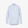 Valentino Brand-typography Striped-pattern Regular-fit Cotton-poplin Shirt