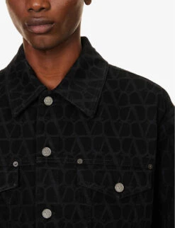 Valentino Dropped-shoulder Waist-adjuster Boxy-fit Denim Jacket -AllSain Clothing Shop R04181433 BLACK ALT05