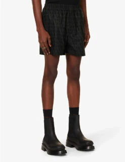 Valentino Brand-print Regular-fit Shorts -AllSain Clothing Shop R04181445 ICONOGRAPHBLACKBLACK ALT02