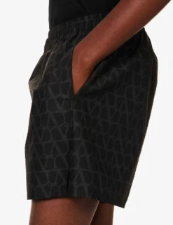 Valentino Brand-print Regular-fit Shorts -AllSain Clothing Shop R04181445 ICONOGRAPHBLACKBLACK ALT04