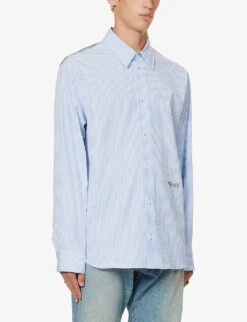 Versace Baroque-panel Striped Relaxed-fit Cotton-poplin Shirt 8 Versace Baroque-panel Striped Relaxed-fit Cotton-poplin Shirt -AllSain Clothing Shop R04181573 LIGHTBLUEIVORY ALT02
