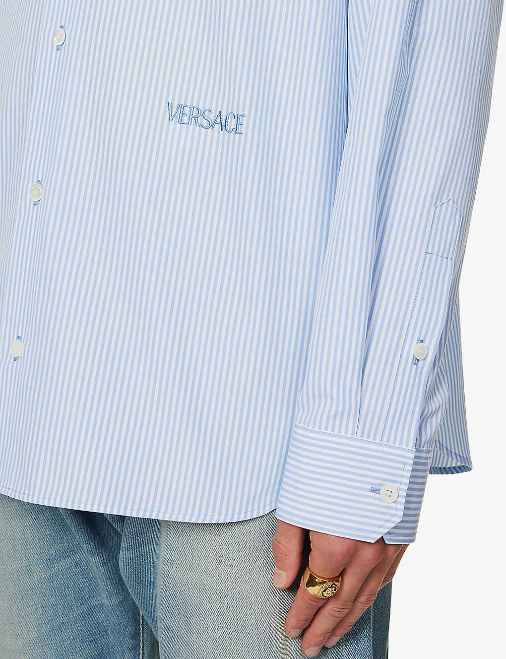 Versace Baroque-panel Striped Relaxed-fit Cotton-poplin Shirt 6 Versace Baroque-panel Striped Relaxed-fit Cotton-poplin Shirt - Image 6