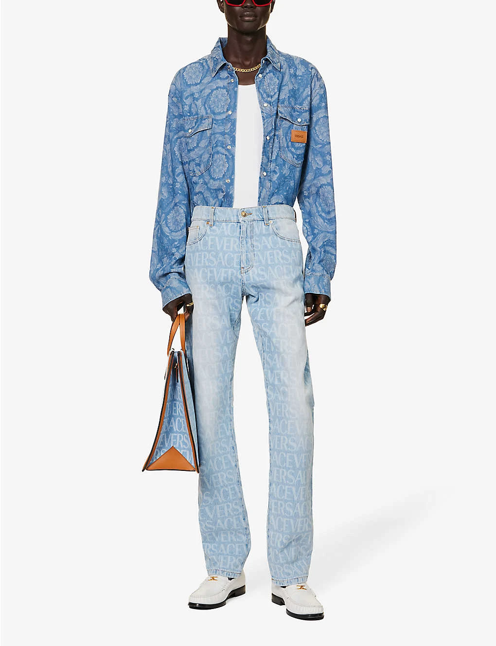 Versace Brand-print Straight-leg Regular-fit Jeans 2 Versace Brand-print Straight-leg Regular-fit Jeans - Image 2