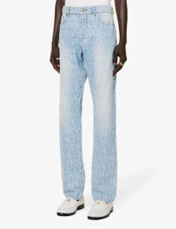 Versace Brand-print Straight-leg Regular-fit Jeans 8 Versace Brand-print Straight-leg Regular-fit Jeans -AllSain Clothing Shop R04181576 AZZURO ALT02