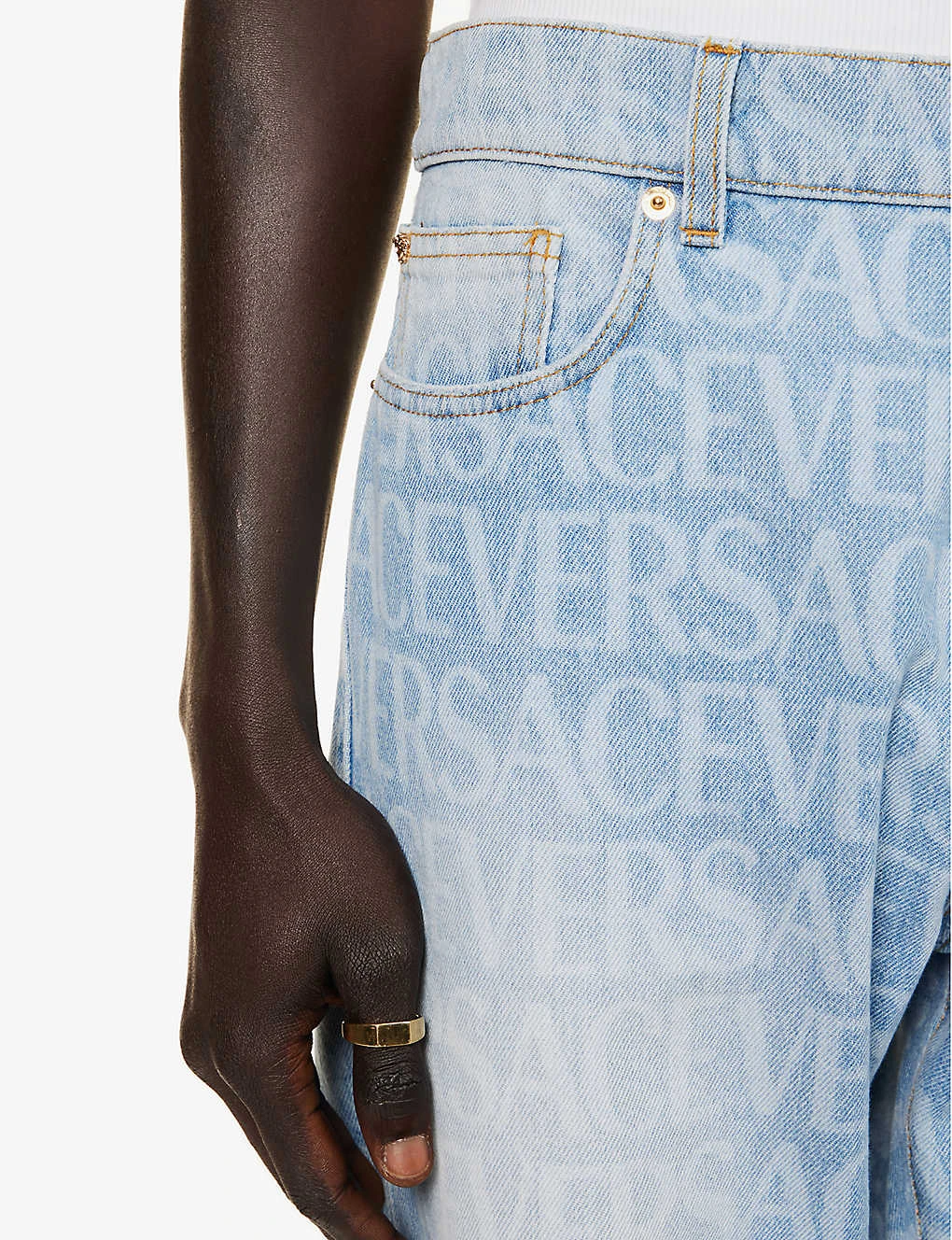 Versace Brand-print Straight-leg Regular-fit Jeans 5 Versace Brand-print Straight-leg Regular-fit Jeans - Image 5