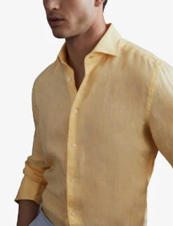 Reiss Ruban Cutaway-collar Regular-fit Linen Shirt -AllSain Clothing Shop R04181659 LEMON ALT02