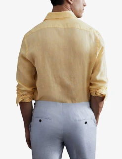 Reiss Ruban Cutaway-collar Regular-fit Linen Shirt -AllSain Clothing Shop R04181659 LEMON ALT03