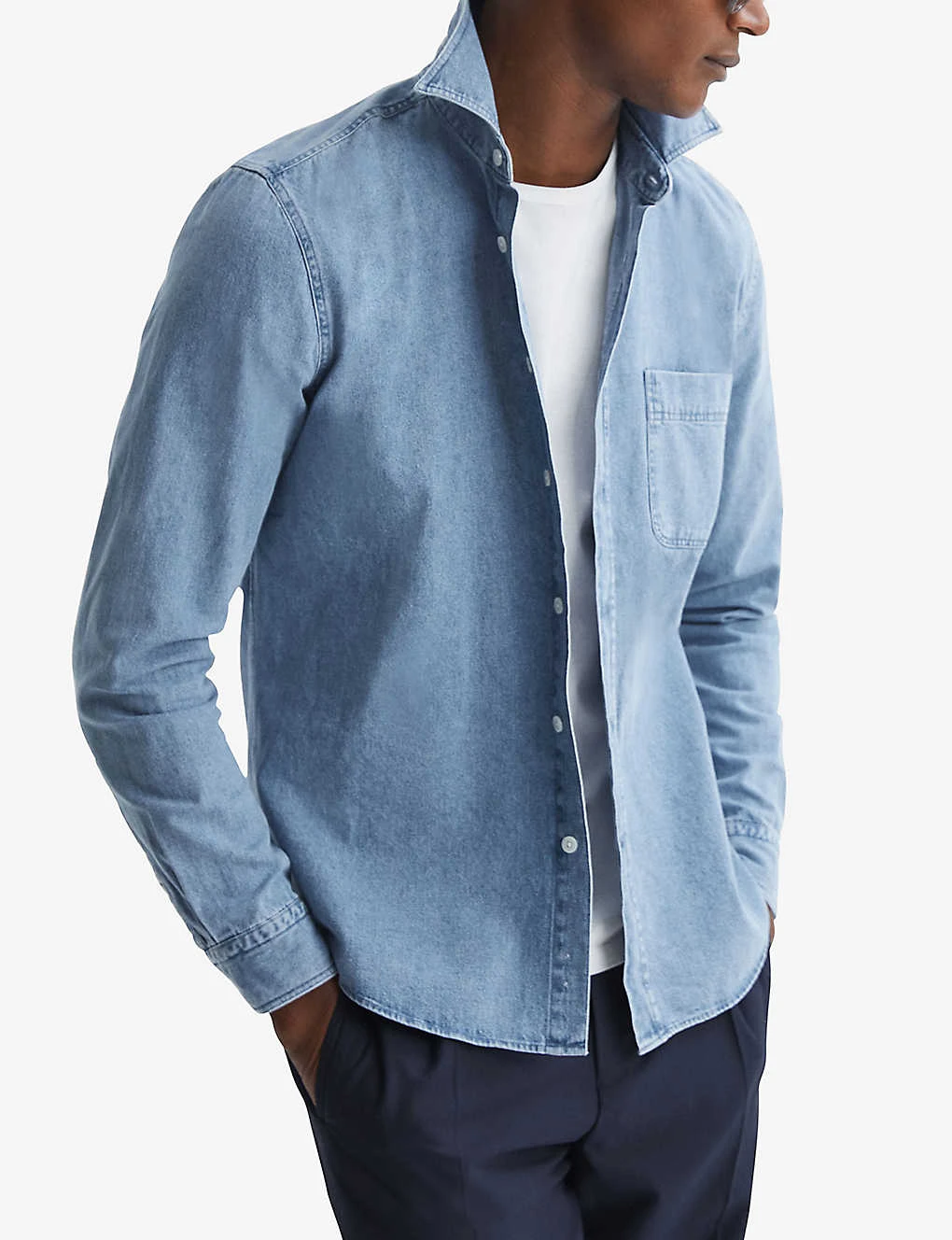 Reiss Pellow Slim-fit Denim Shirt 3 Reiss Pellow Slim-fit Denim Shirt - Image 3