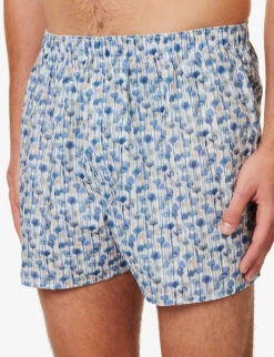 Sunspel Graphic-print Mid-rise Cotton-poplin Boxers -AllSain Clothing Shop R04181924 LIBERTYWATERCOLFLOR ALT03
